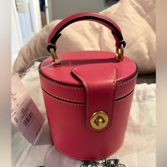 Coach Pink Round Leather Musical Box - Picture 1 of 7